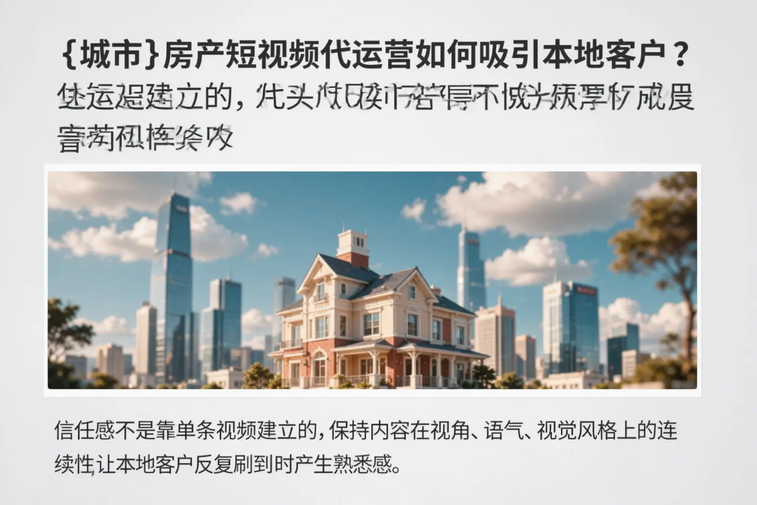 南平房产短视频代运营如何吸引本地客户?
