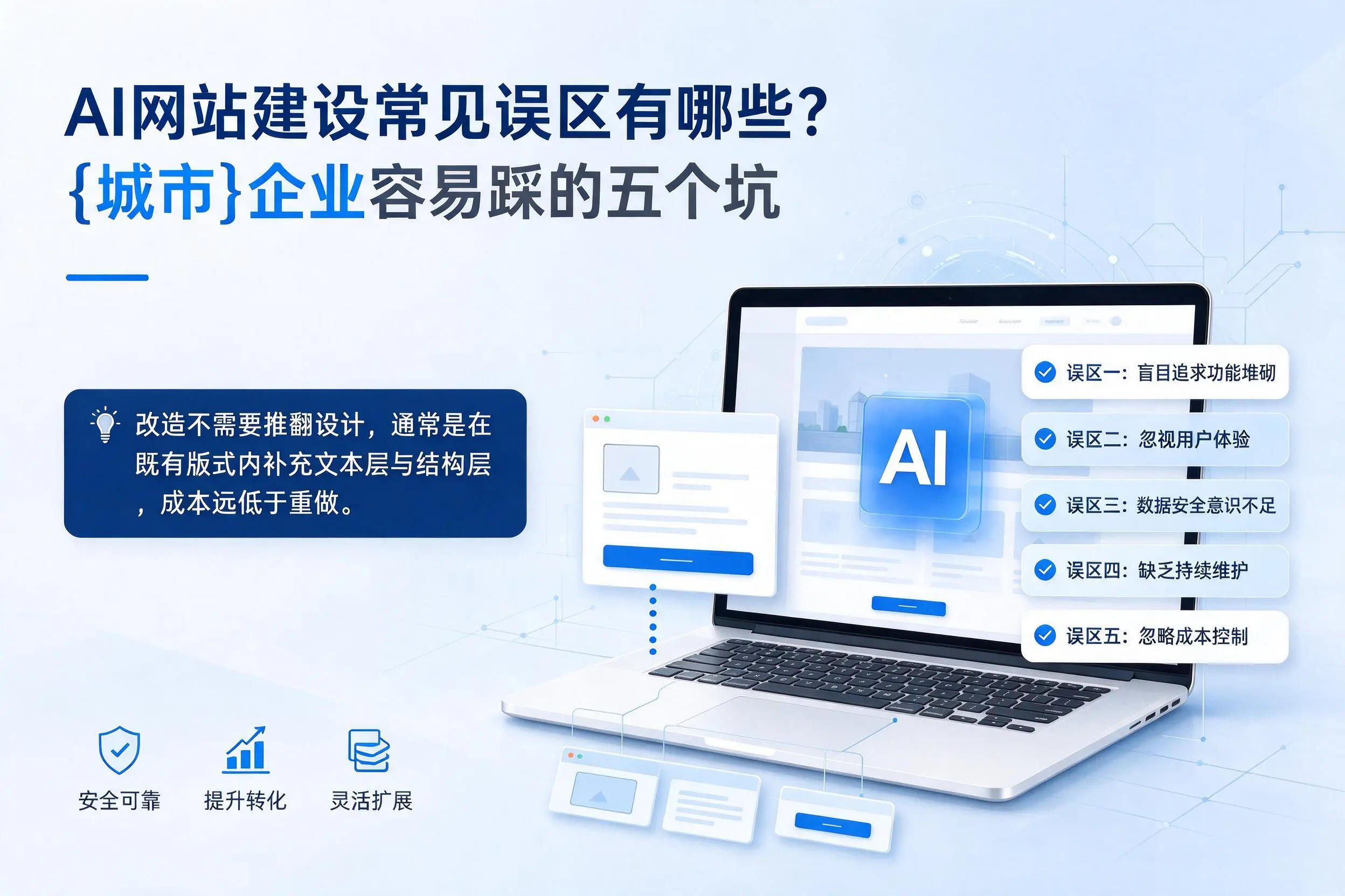 AI网站建设常见误区有哪些？南平企业容易踩的五个坑