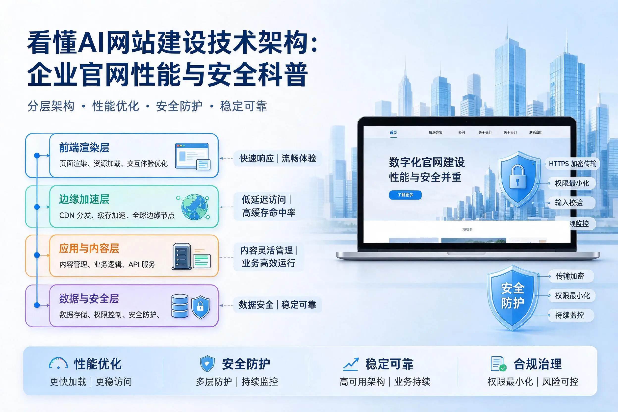 看懂AI网站建设技术架构：南平企业官网性能与安全科普