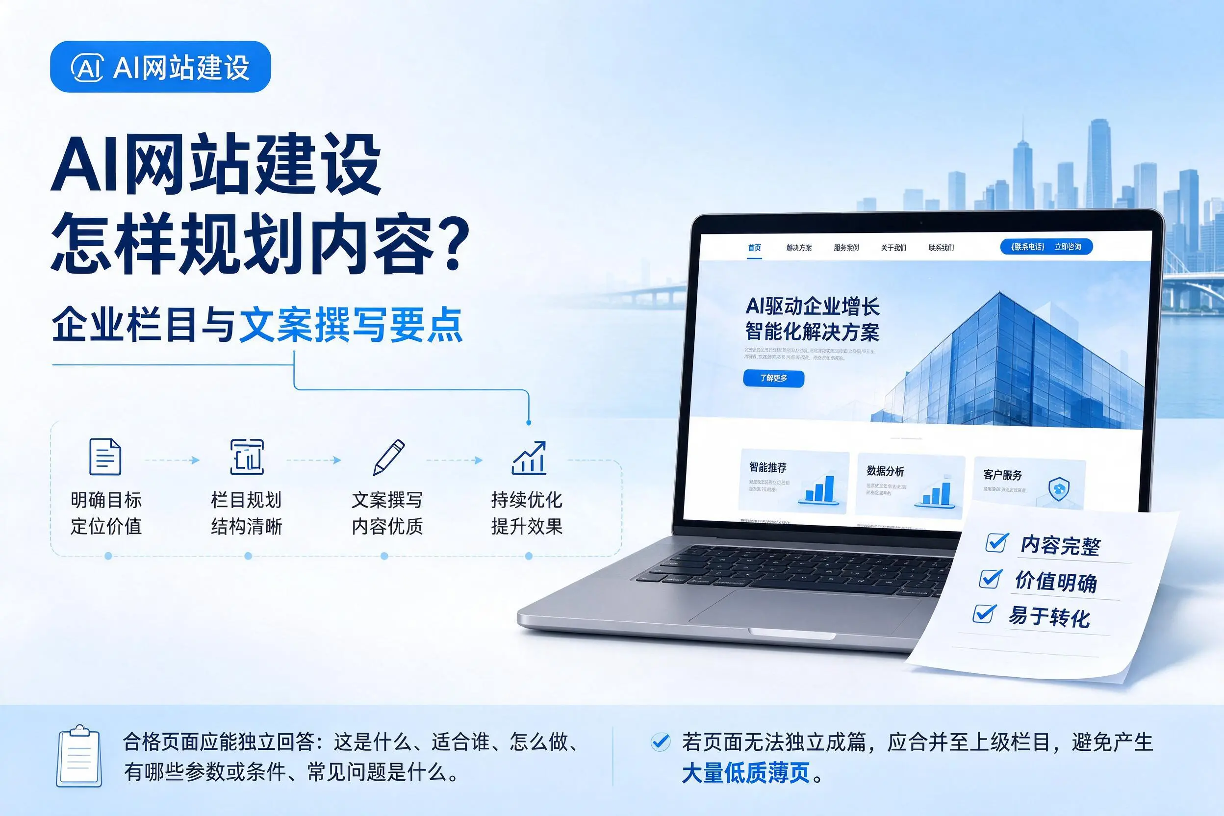 AI网站建设怎样规划内容?南平企业栏目与文案撰写要点