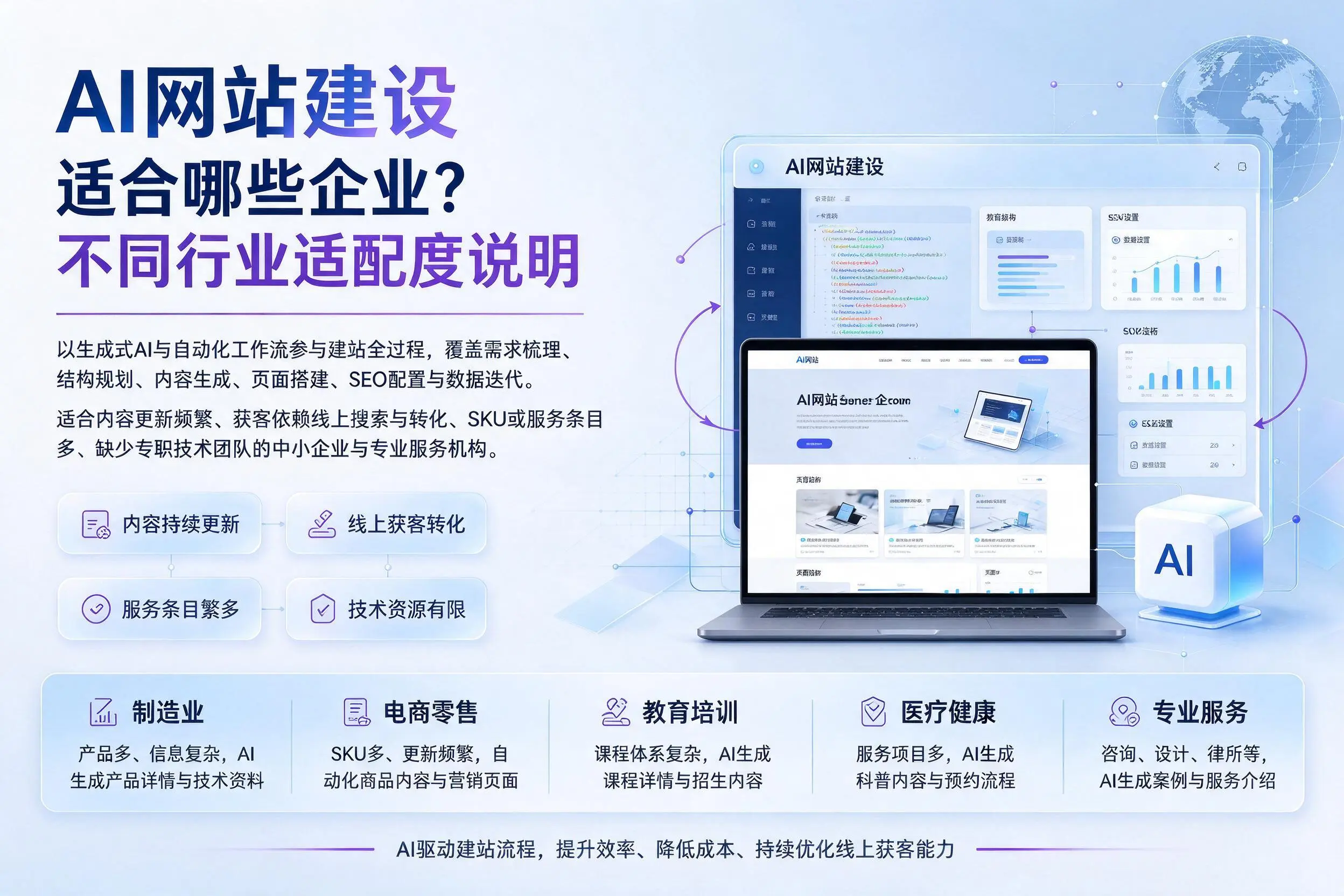 AI网站建设适合哪些企业？南平不同行业适配度说明